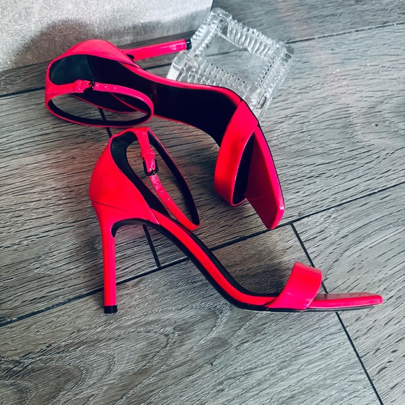 Yves Saint Laurent YSL “Amber” 85 Strappy Heels Sandals in Hot Pink - Picture 4 of 14